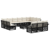 vidaXL Tuinbank Set 14 pcs Zwart poly rattan