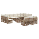 vidaXL Tuinbank Set 14 pcs Zwart poly rattan