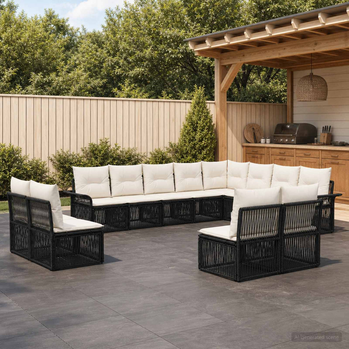 vidaXL Garden Lounge Set 13 pcs Black poly rattan