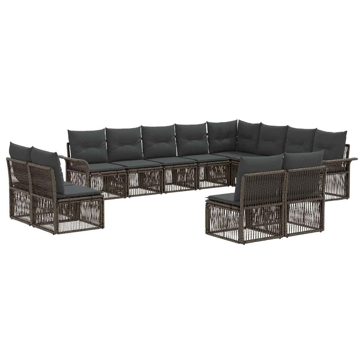 vidaXL Garden Lounge Set 13 pcs Black poly rattan