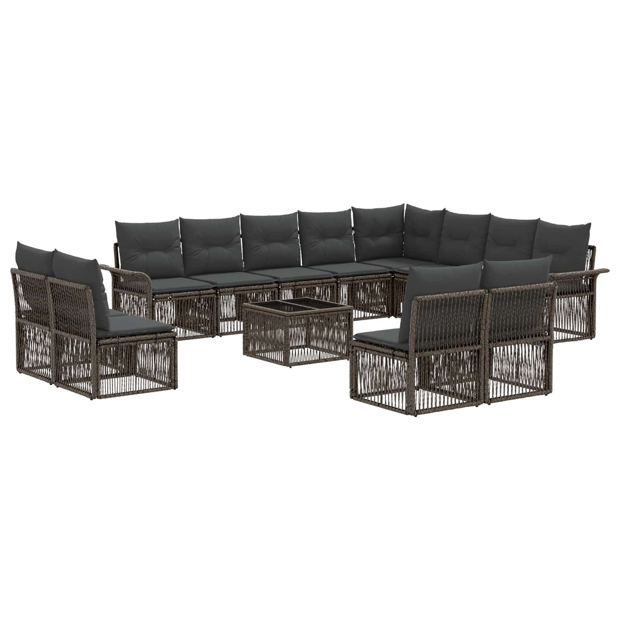 vidaXL Garden Lounge Set 13 pcs Black poly rattan