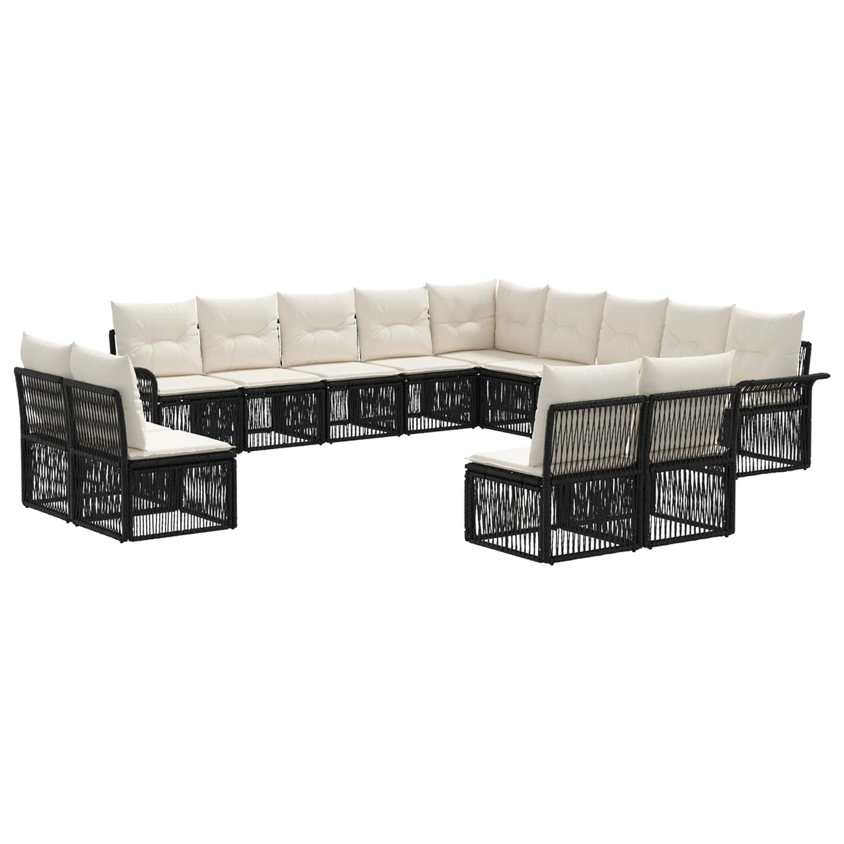 vidaXL Tuinbank Set 14 pcs Zwart poly rattan
