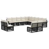 vidaXL Tuinbank Set 14 pcs Zwart poly rattan