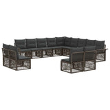 vidaXL Tuinbank Set 14 pcs Zwart poly rattan