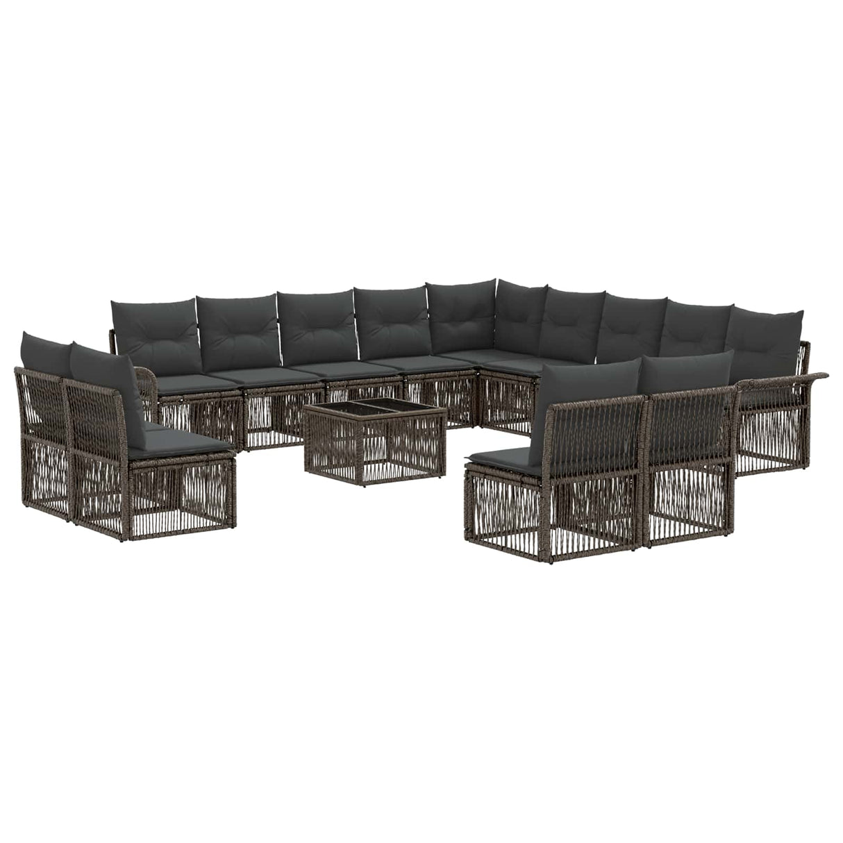 vidaXL Tuinbank Set 14 pcs Zwart poly rattan