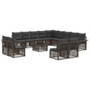 vidaXL Tuinbank Set 14 pcs Zwart poly rattan