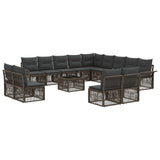 vidaXL Tuinbank Set 14 pcs Zwart poly rattan