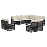 vidaXL Tuinbank Set 12 pcs Zwart en Crème Wit poly rattan