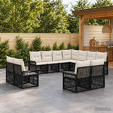 vidaXL Tuinbank Set 12 pcs Zwart en Crème Wit poly rattan
