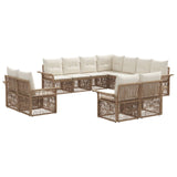 vidaXL Tuinbank Set 12 pcs Zwart en Crème Wit poly rattan