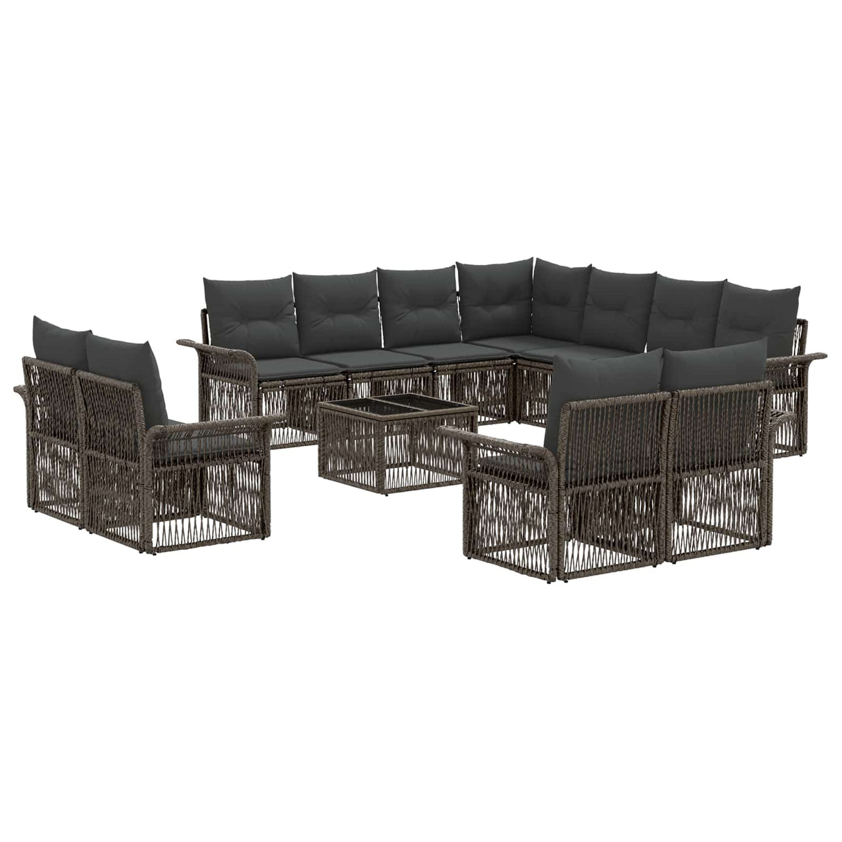 vidaXL Tuinbank Set 12 pcs Zwart en Crème Wit poly rattan