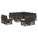 vidaXL Tuinbank Set 12 pcs Zwart en Crème Wit poly rattan