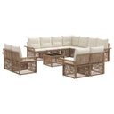 vidaXL Tuinbank Set 12 pcs Zwart en Crème Wit poly rattan