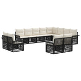 vidaXL Tuinbank Set 13 pcs Zwart en Crème Wit poly rattan