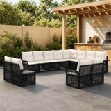 vidaXL Tuinbank Set 13 pcs Zwart en Crème Wit poly rattan
