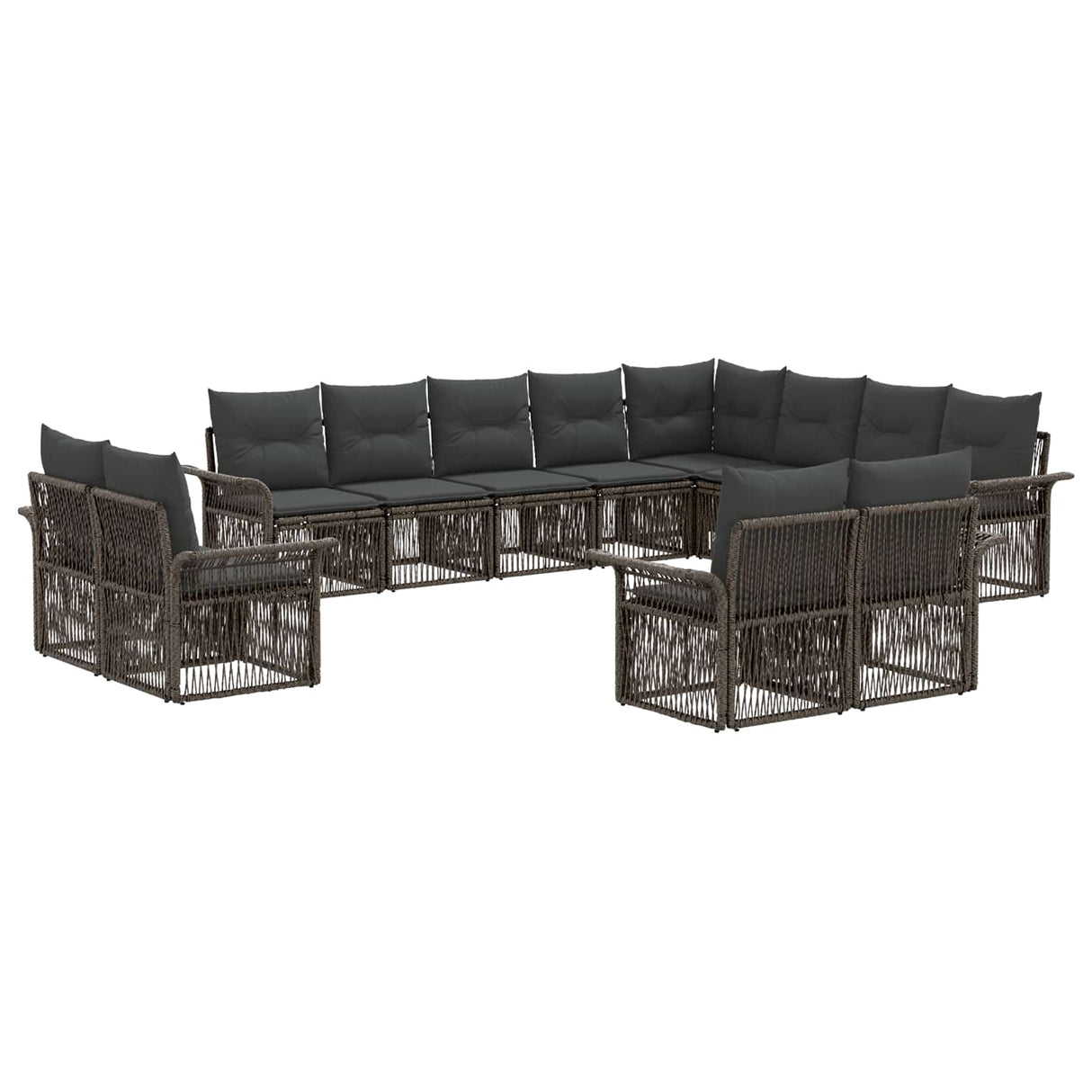 vidaXL Tuinbank Set 13 pcs Zwart en Crème Wit poly rattan
