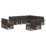 vidaXL Tuinbank Set 13 pcs Zwart en Crème Wit poly rattan