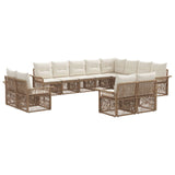 vidaXL Tuinbank Set 13 pcs Zwart en Crème Wit poly rattan