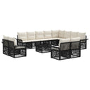 vidaXL Tuinbank Set 13 pcs Zwart en Crème Wit poly rattan