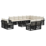 vidaXL Tuinbank Set 13 pcs Zwart en Crème Wit poly rattan