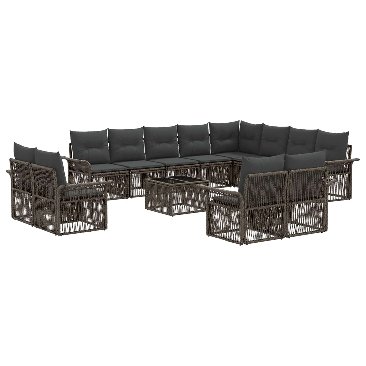 vidaXL Tuinbank Set 13 pcs Zwart en Crème Wit poly rattan