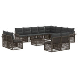 vidaXL Tuinbank Set 13 pcs Zwart en Crème Wit poly rattan