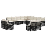 vidaXL Tuinbank Set 14 pcs Zwart en Crème Wit poly rattan