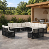 vidaXL Tuinbank Set 14 pcs Zwart en Crème Wit poly rattan