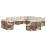 vidaXL Tuinbank Set 14 pcs Zwart en Crème Wit poly rattan