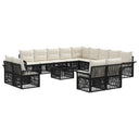 vidaXL Tuinbank Set 14 pcs Zwart en Crème Wit poly rattan