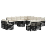 vidaXL Tuinbank Set 14 pcs Zwart en Crème Wit poly rattan