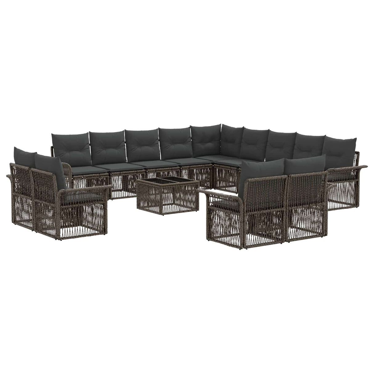 vidaXL Tuinbank Set 14 pcs Zwart en Crème Wit poly rattan