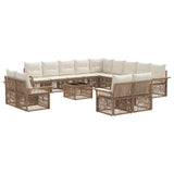vidaXL Tuinbank Set 14 pcs Zwart en Crème Wit poly rattan