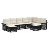 vidaXL Tuinbank Set 10 pcs Zwart en Crème Wit poly rattan