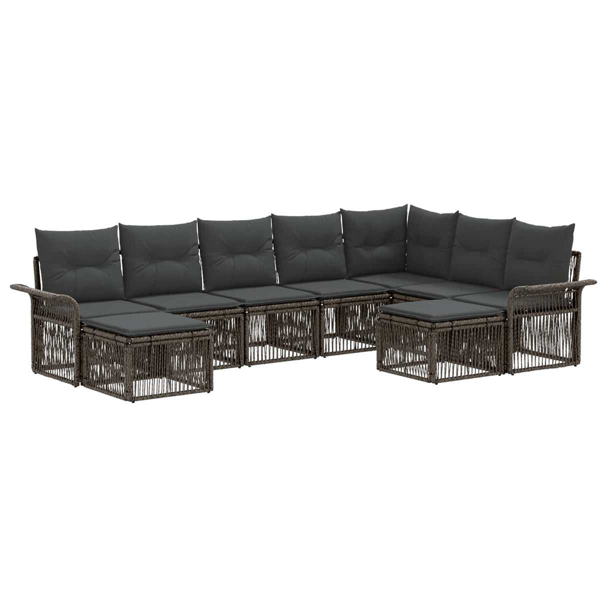 vidaXL Tuinbank Set 10 pcs Zwart en Crème Wit poly rattan