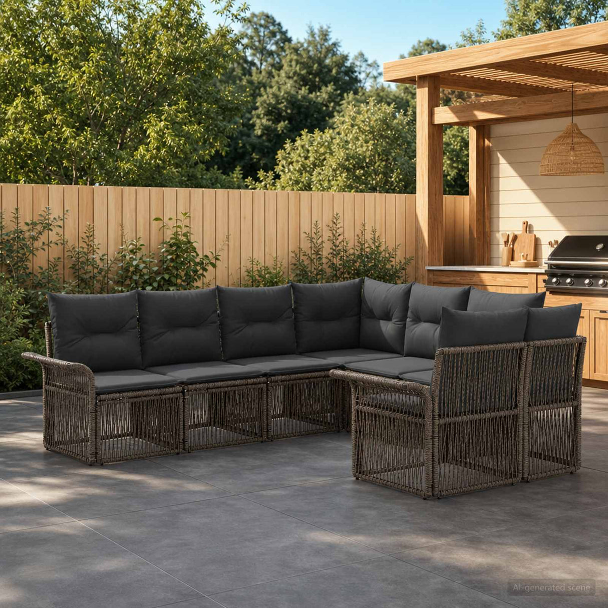 vidaXL Tuinbank Set 8 st 8-Aantal zitplaatsen Zwart en Crème Wit