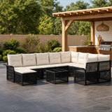 vidaXL Tuinbank Set 11 st Zwart poly rattan