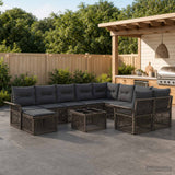 vidaXL Tuinbank Set 11 st Zwart poly rattan