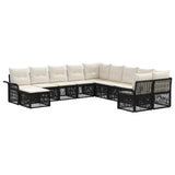 vidaXL Tuinbank Set 12 pcs Zwart en Crème Wit poly rattan
