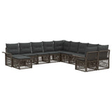 vidaXL Tuinbank Set 12 pcs Zwart en Crème Wit poly rattan