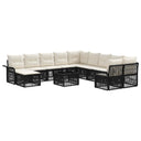 vidaXL Tuinbank Set 12 pcs Zwart en Crème Wit poly rattan