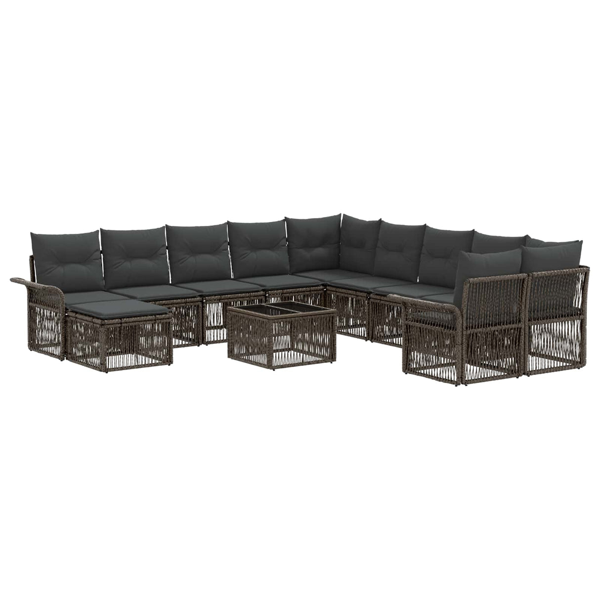 vidaXL Tuinbank Set 12 pcs Zwart en Crème Wit poly rattan