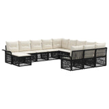 vidaXL Tuinbank Set 13 pcs Zwart en Crème Wit poly rattan