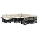 vidaXL Tuinbank Set 13 pcs Zwart en Crème Wit poly rattan