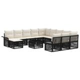 vidaXL Tuinbank Set 13 pcs Zwart en Crème Wit poly rattan