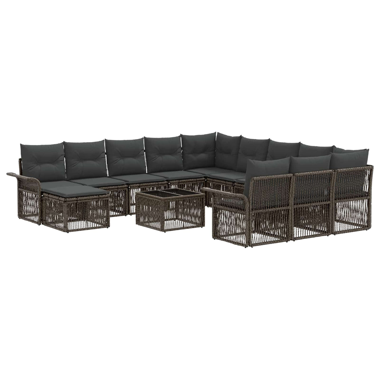 vidaXL Tuinbank Set 13 pcs Zwart en Crème Wit poly rattan