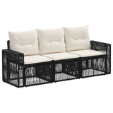 vidaXL Tuinbank Set 4 pcs Zwart en Crème Wit poly rattan