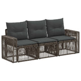 vidaXL Tuinbank Set 4 pcs Zwart en Crème Wit poly rattan