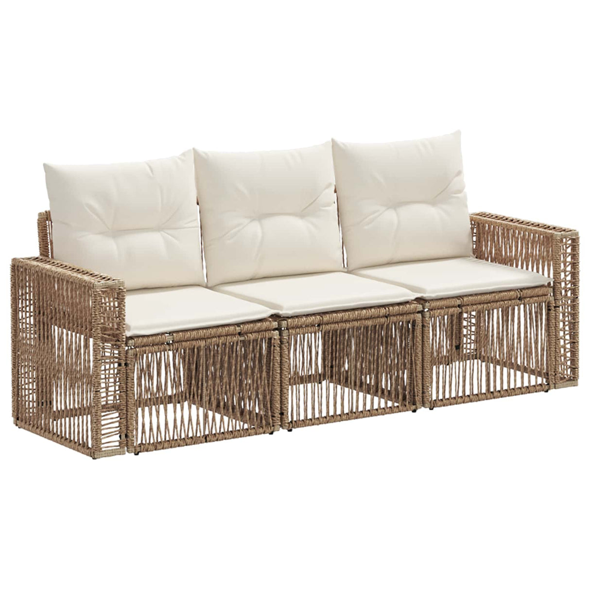 vidaXL Tuinbank Set 4 pcs Zwart en Crème Wit poly rattan