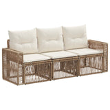 vidaXL Tuinbank Set 4 pcs Zwart en Crème Wit poly rattan